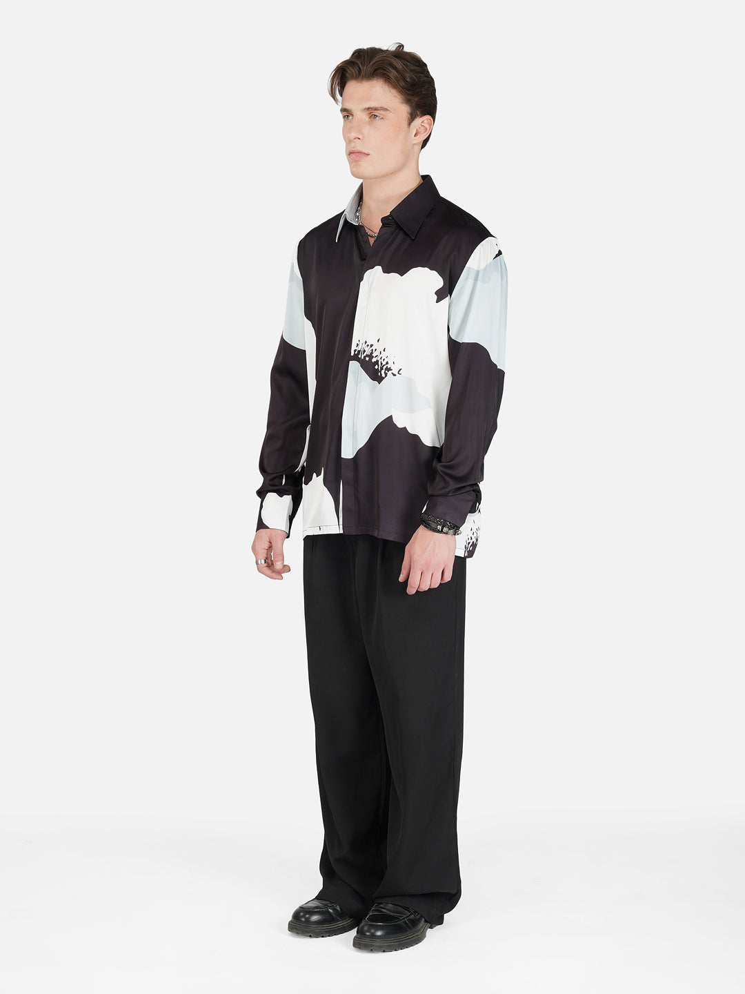 Black & Bloom - Premium Soft Satin Shirt