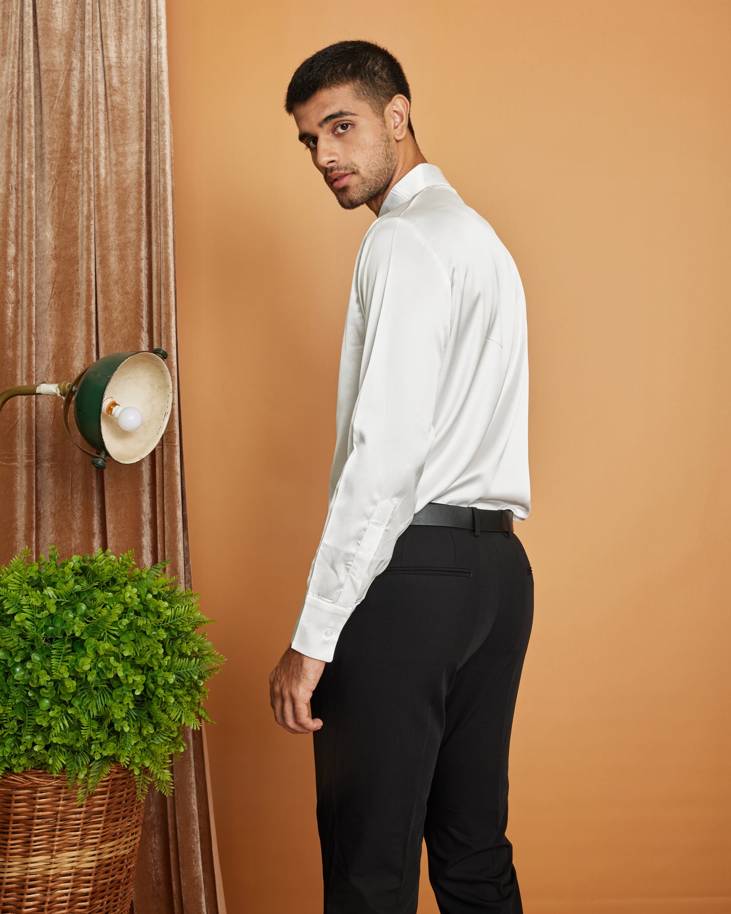 Monochrome Blossoms – Premium Soft Satin Party Shirt