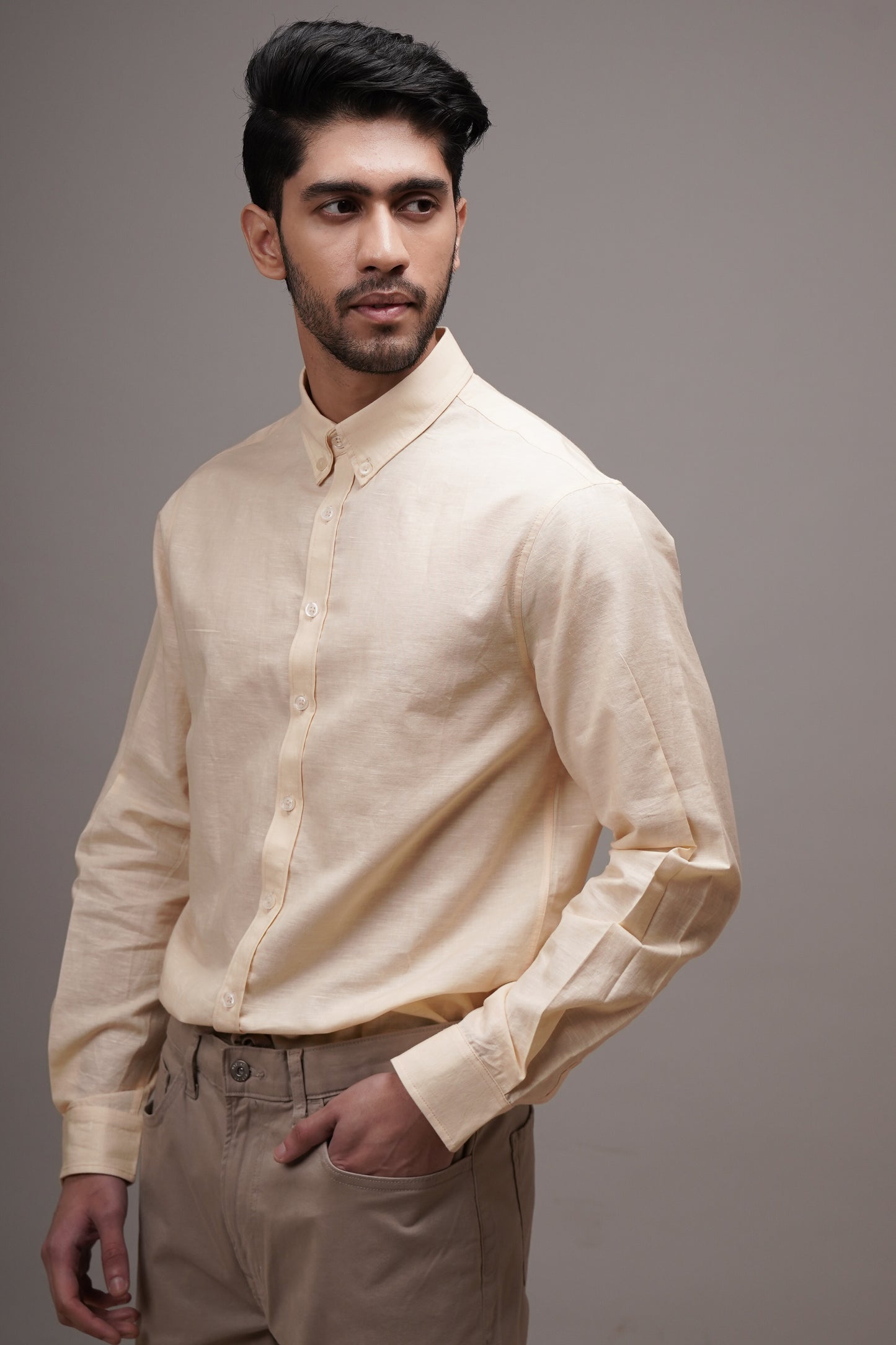 Light Sand Beige Linen Shirt