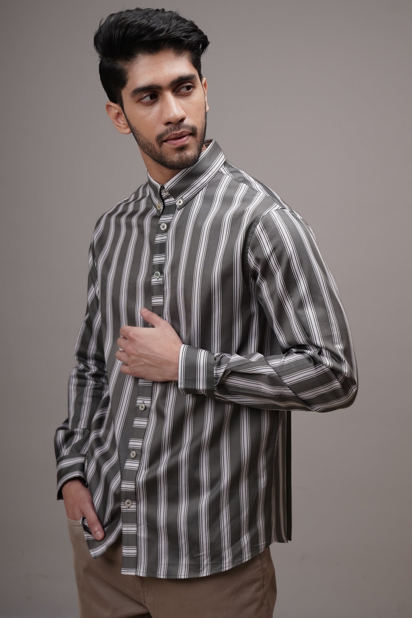 Regular Classic Fit Striped Cotton Shirt