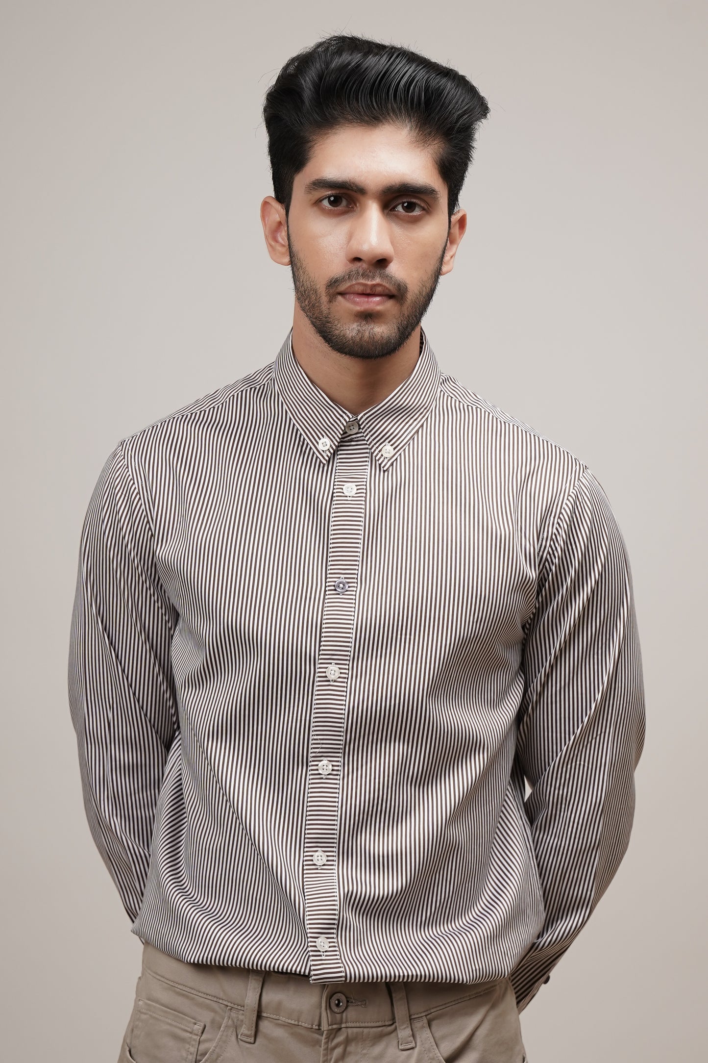 Regular Classic Fit Striped Cotton Shirt