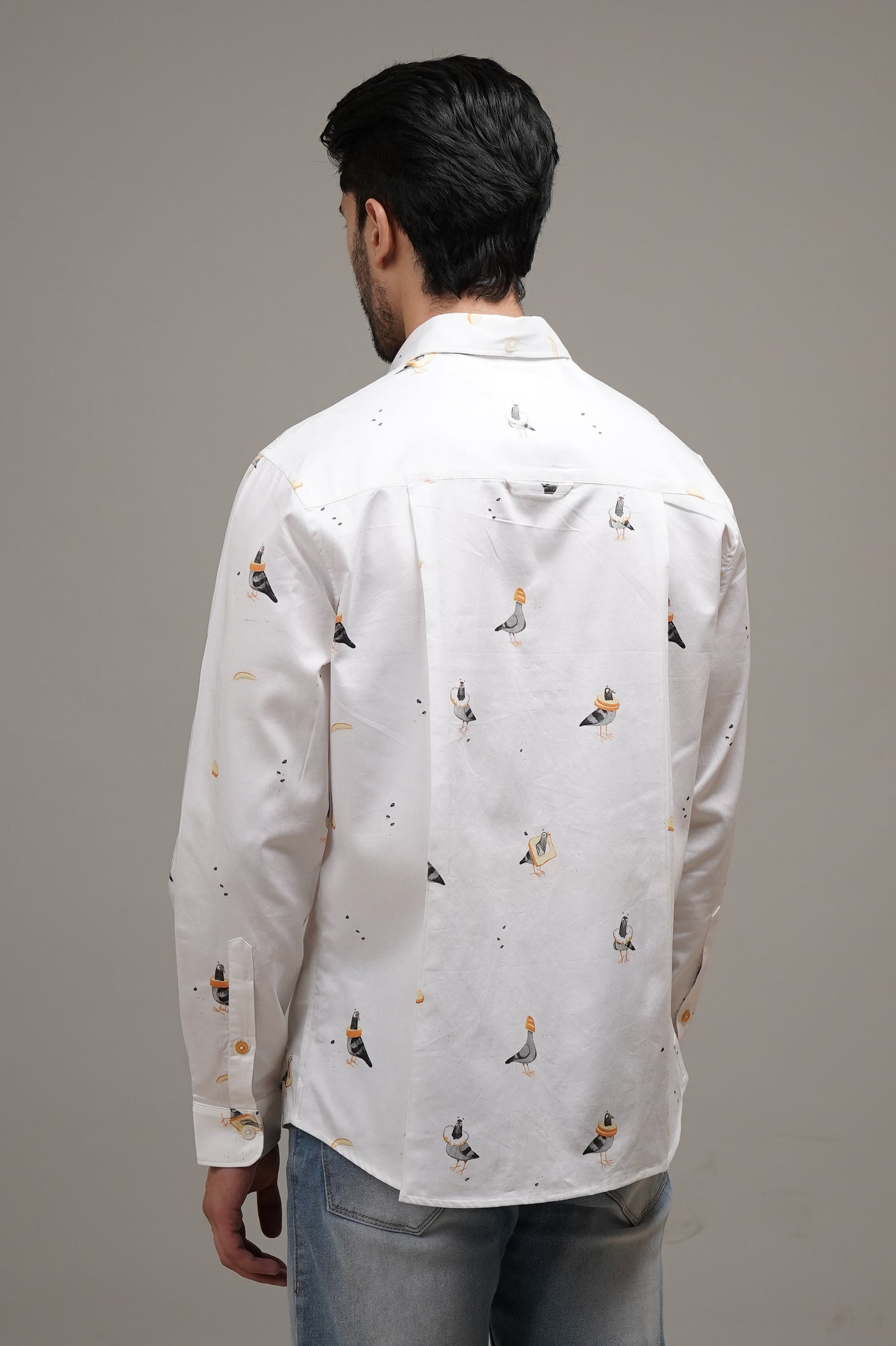 Feathered Delights - Printed Cotton Shirt