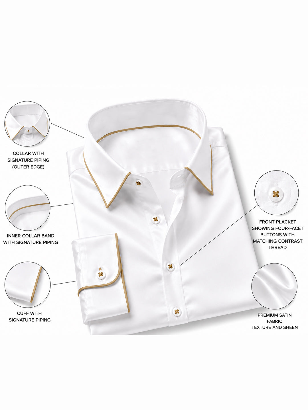 Nomad Gold Piping Premium Soft Satin Party Shirt