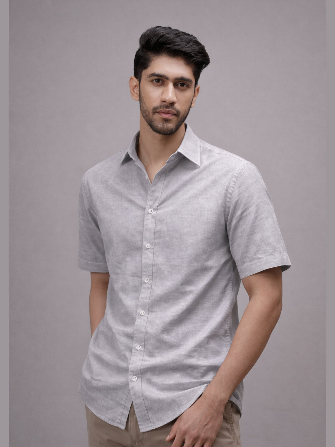Stone Grey Linen Shirt