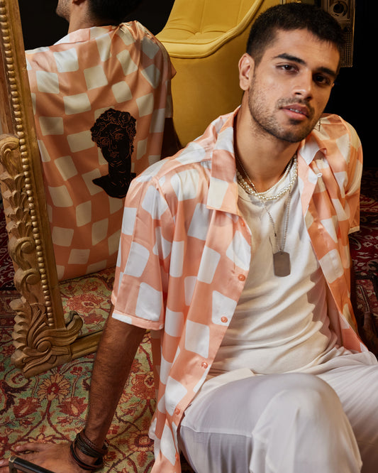 Fuzzy Checkers – Premium Soft Satin Shirt