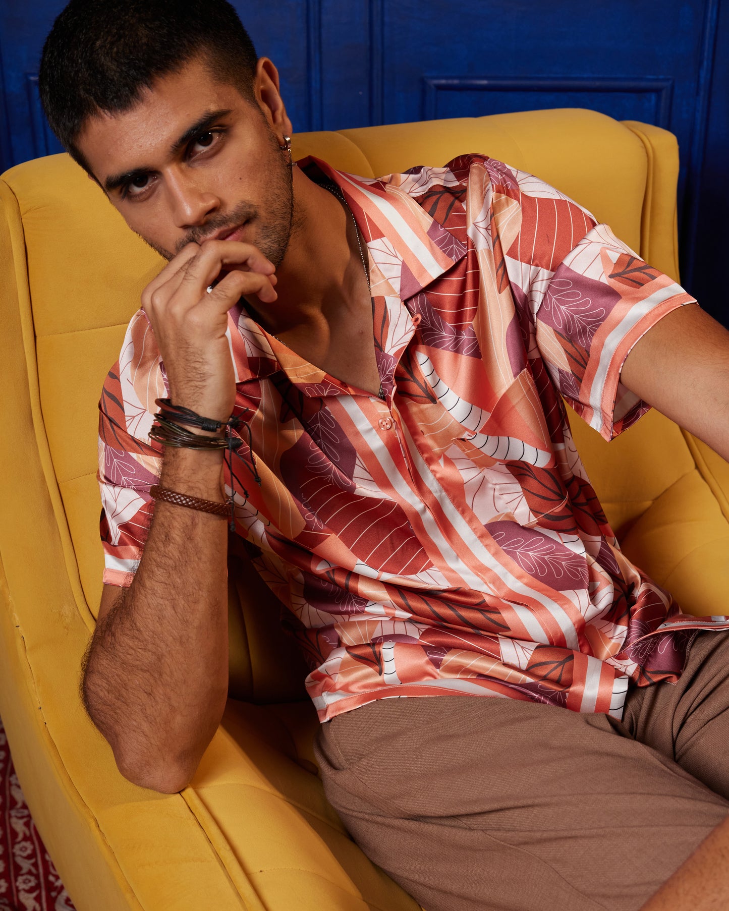 Earthy Drift – Premium Soft Satin Shirt