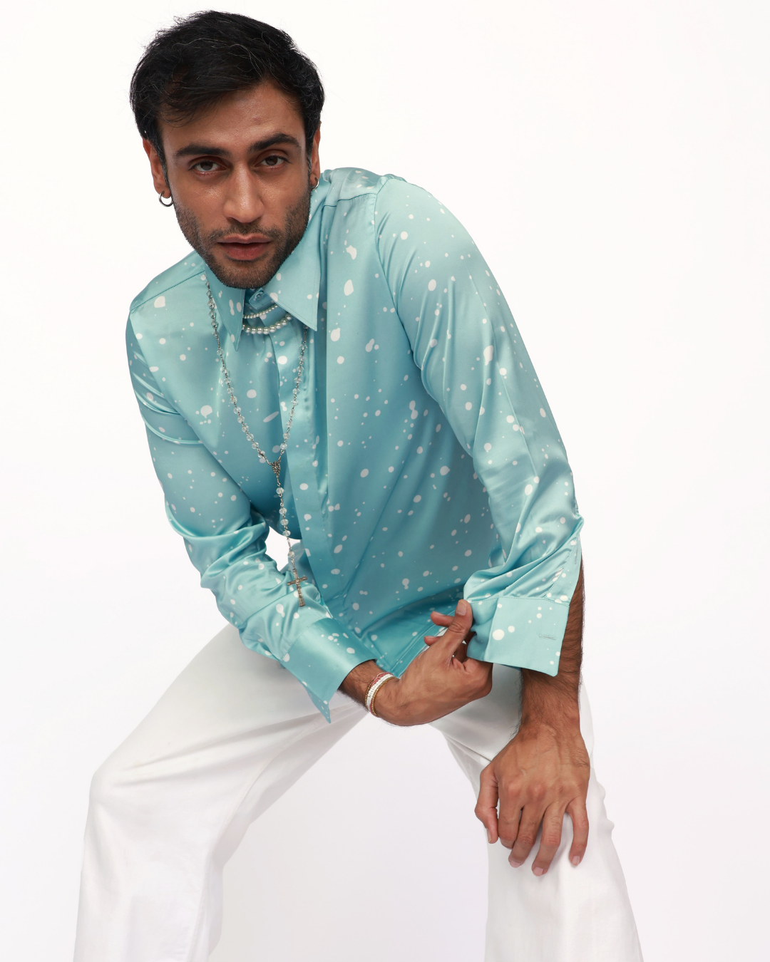 Aqua Elegance - Premium Soft Satin Shirt