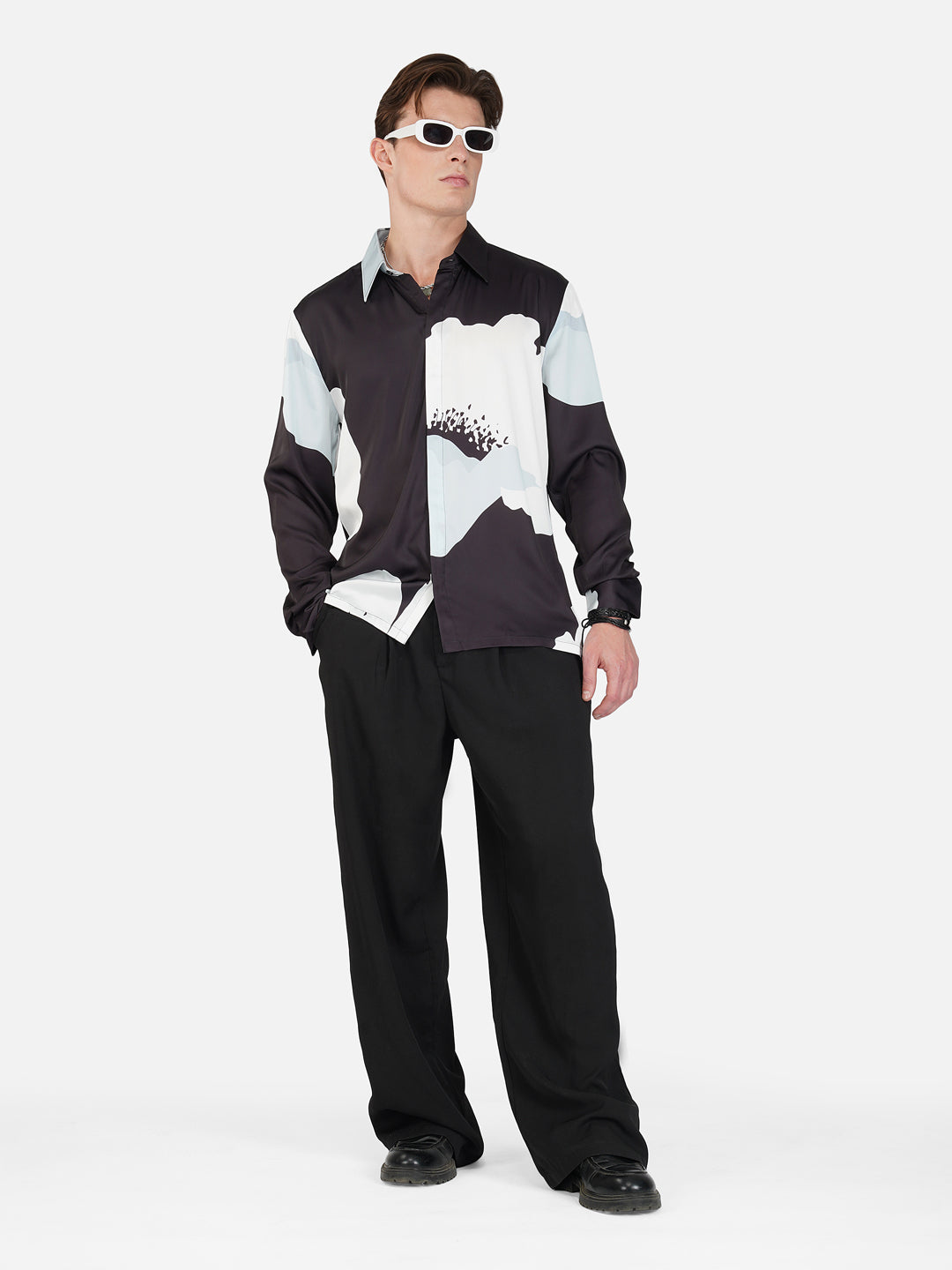 Black & Bloom – Premium Soft Satin Party Shirt