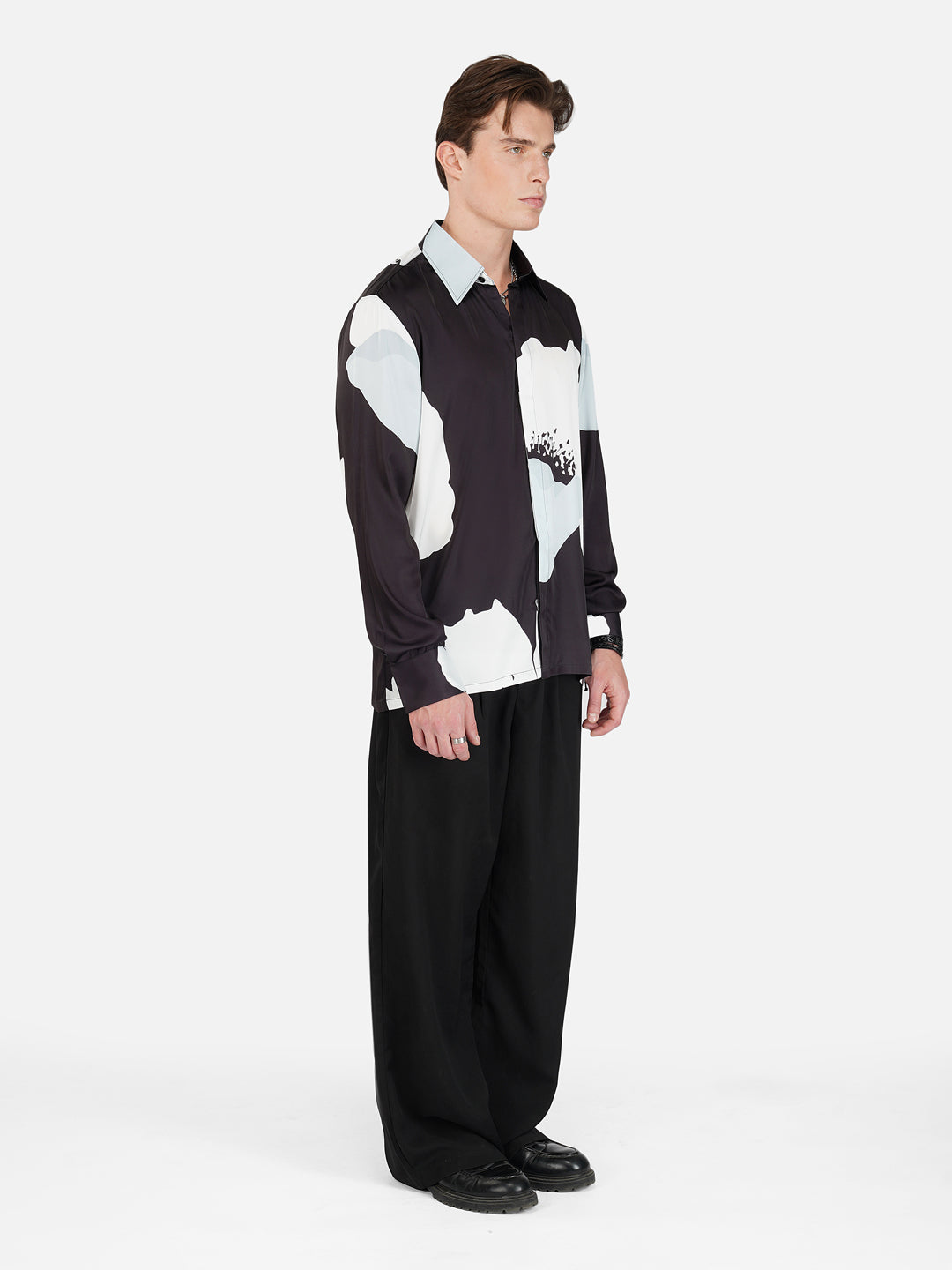 Black & Bloom – Premium Soft Satin Party Shirt