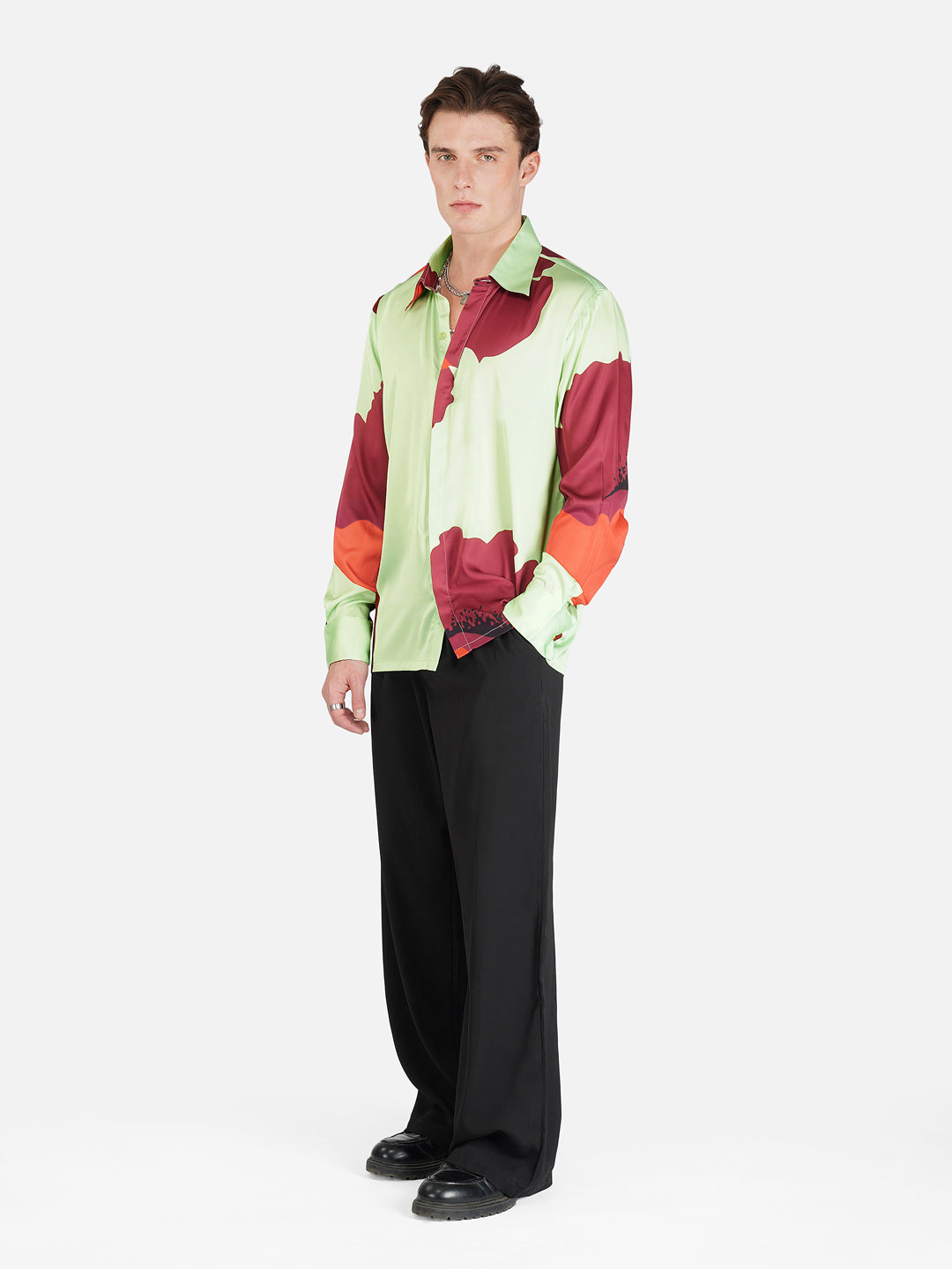 Blossoms Blaze – Premium Soft Satin Party Shirt