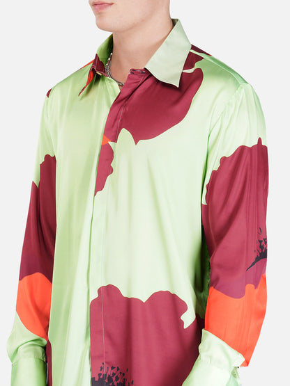 Blossoms Blaze – Premium Soft Satin Party Shirt