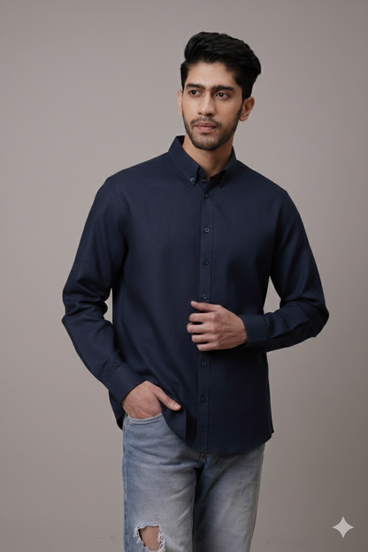 Midnight Navy Linen Shirt