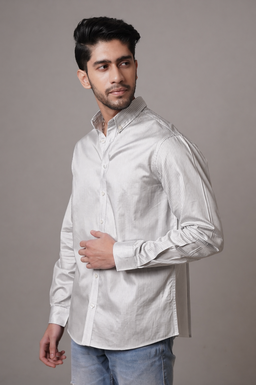 Regular Classic Fit Striped Cotton Shirt