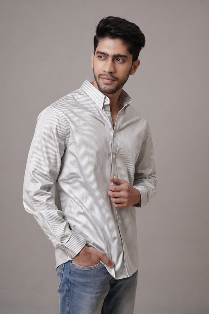 Regular Classic Fit Striped Cotton Shirt
