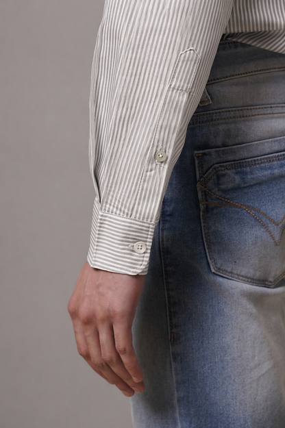 Regular Classic Fit Striped Cotton Shirt