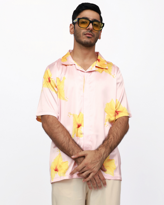 Hibiscus Paradise – Premium Soft Satin Shirt
