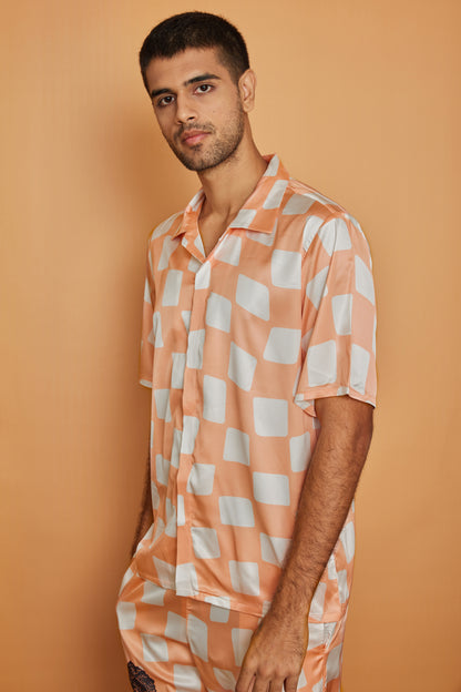 Fuzzy Checkers – Premium Soft Satin Shirt