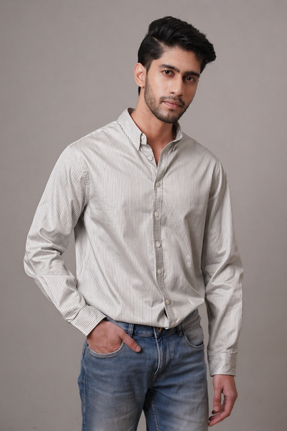 Regular Classic Fit Striped Cotton Shirt