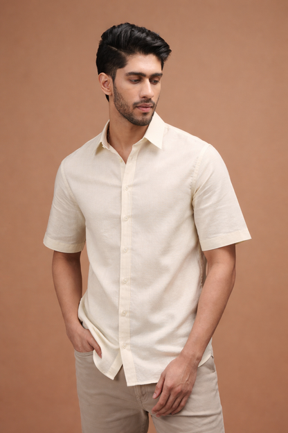 Light Sand Beige Linen Shirt