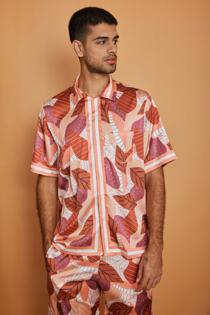 Earthy Drift – Premium Soft Satin Shirt