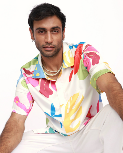 Tropical Blossoms – Premium Soft Satin Shirt