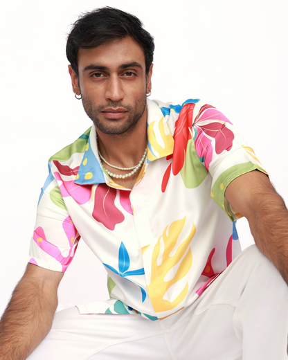 Tropical Blossoms - Premium Soft Satin Shirt