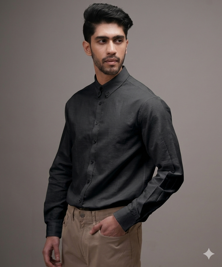 Midnight Black Linen Shirt