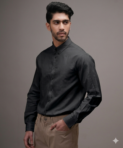 Midnight Black Linen Shirt