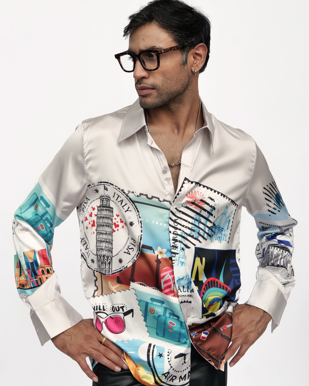 WANDERLUST IMPRESSIONS – Premium Soft Satin Party Shirt