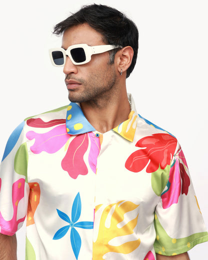 Tropical Blossoms – Premium Soft Satin Shirt
