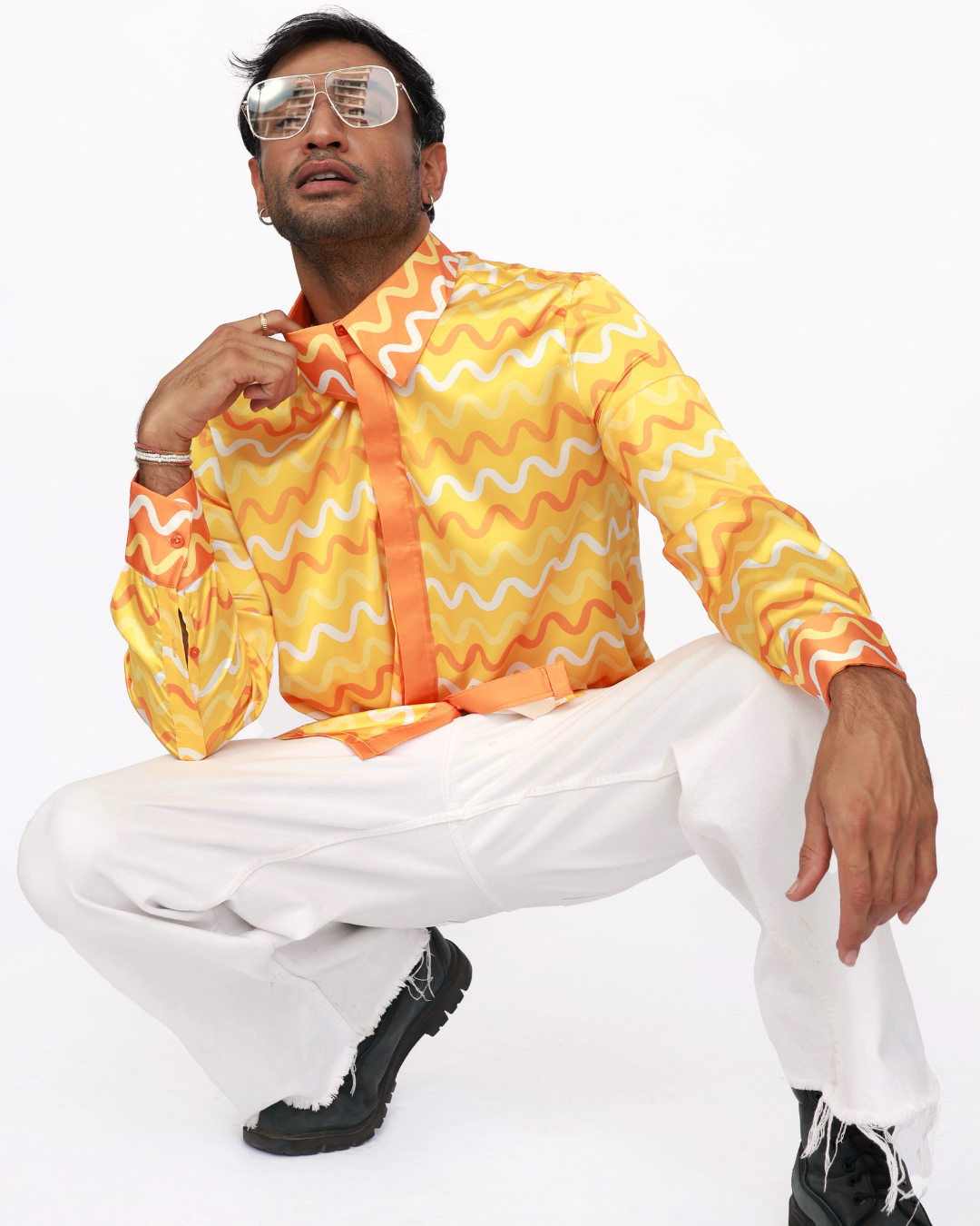 Sunset Serenity – Premium Soft Satin Party Shirt