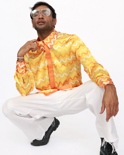 Sunset Serenity – Premium Soft Satin Party Shirt