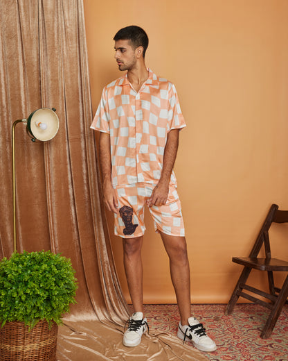 Fuzzy Checked – Premium Soft Satin Co-ord Set