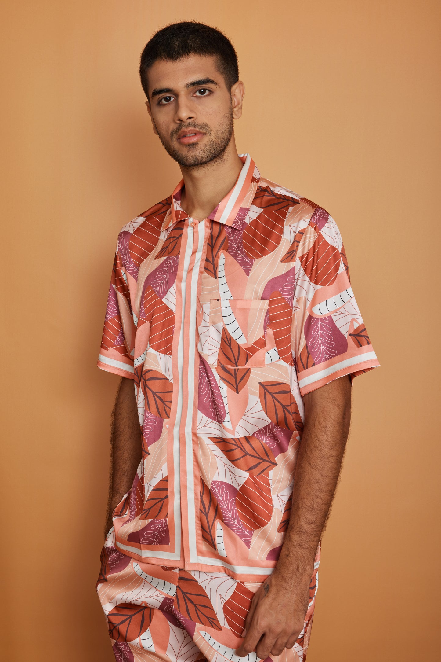 Earthy Drift – Premium Soft Satin Shirt