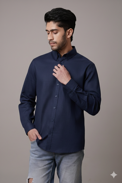 Midnight Navy Linen Shirt