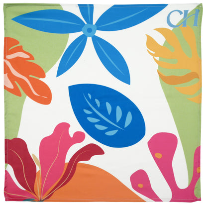 Tropical Blossoms Neck Scarf Cum Pocket Square in Soft Satin