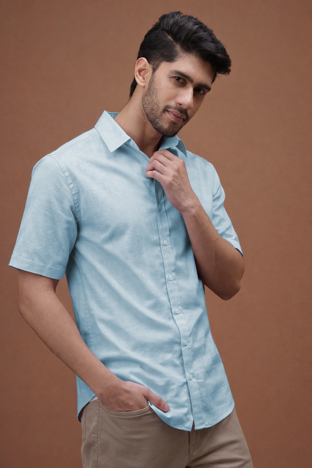 Sea Breeze Blue Linen Shirt