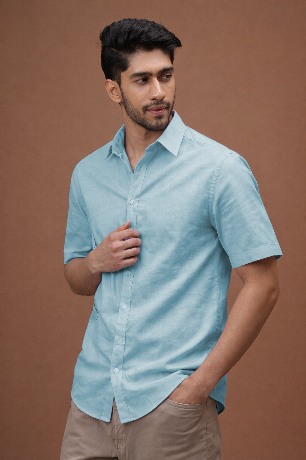 Sea Breeze Blue Linen Shirt