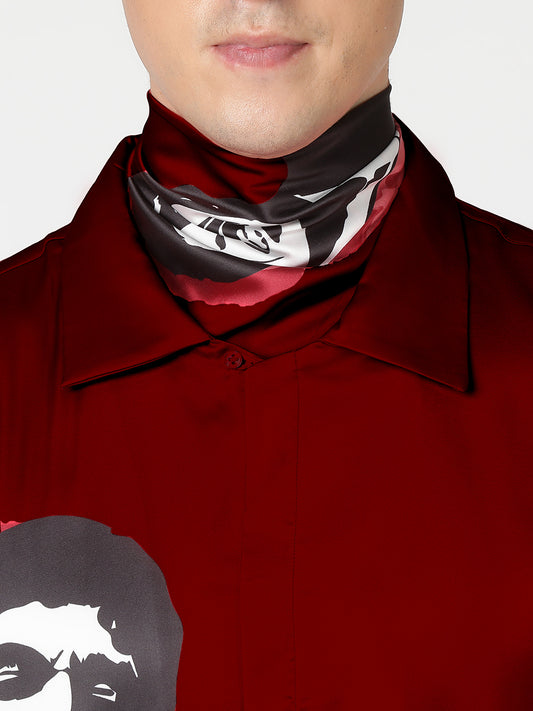 Red Menace Neck Scarf Cum Pocket Square in Premium Soft Satin