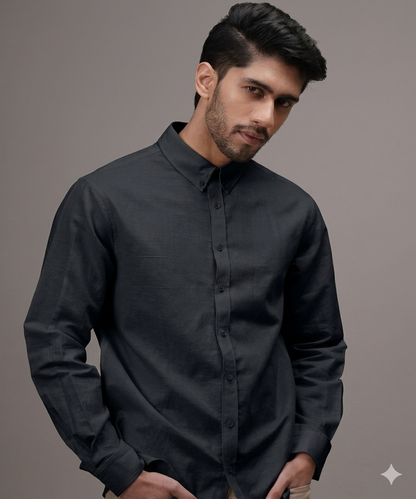 Midnight Black Linen Shirt
