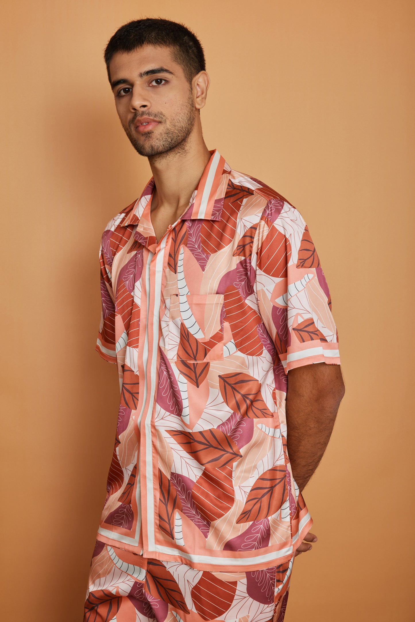 Earthy Drift – Premium Soft Satin Shirt