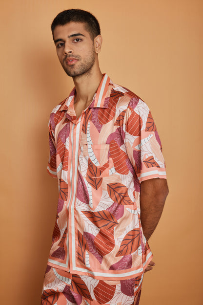 Earthy Drift – Premium Soft Satin Shirt