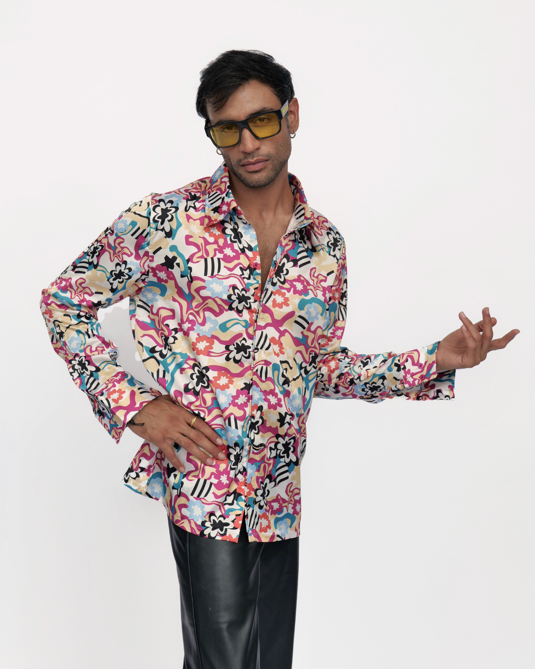 Floral Fusion – Premium Soft Satin Party Shirt