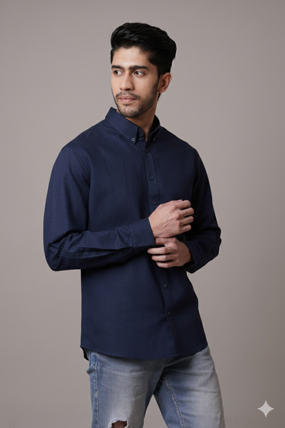 Midnight Navy Linen Shirt