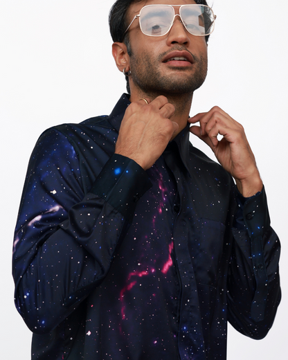 SKYLINE DREAMSCAPE – Premium Soft Satin Party Shirt