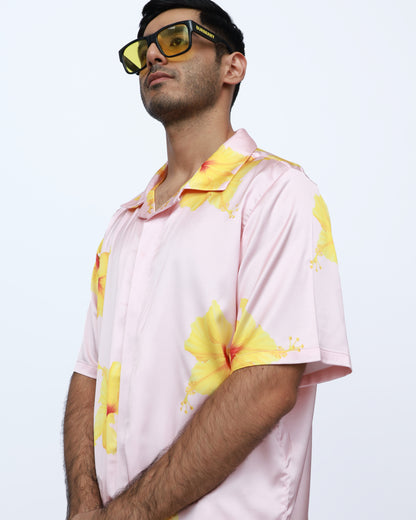 Hibiscus Paradise – Premium Soft Satin Shirt