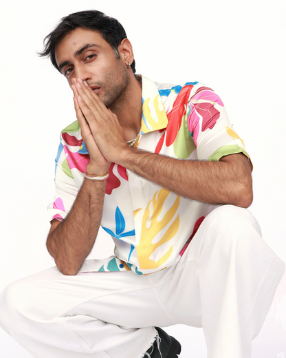 Tropical Blossoms – Premium Soft Satin Shirt