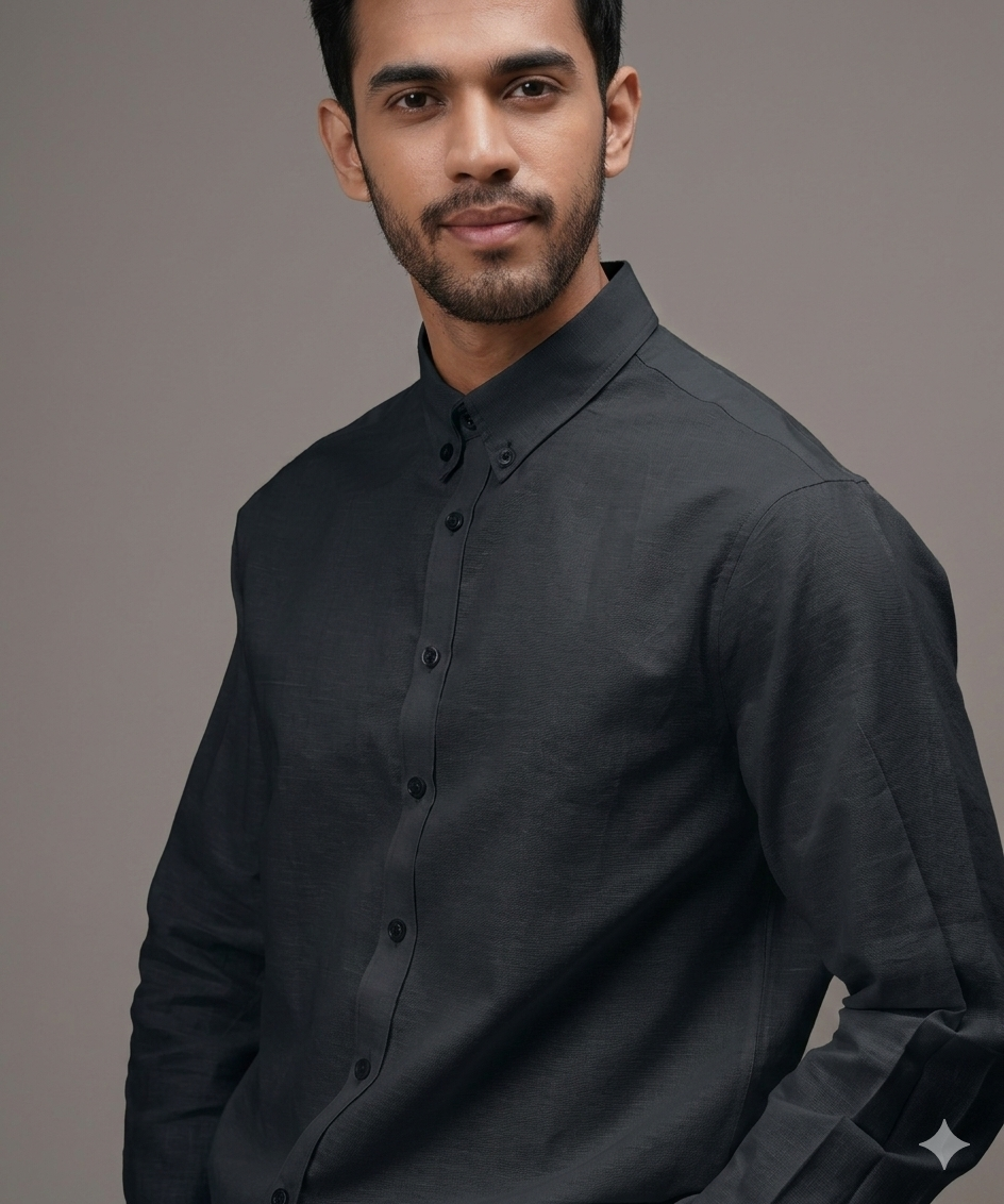Midnight Black Linen Shirt