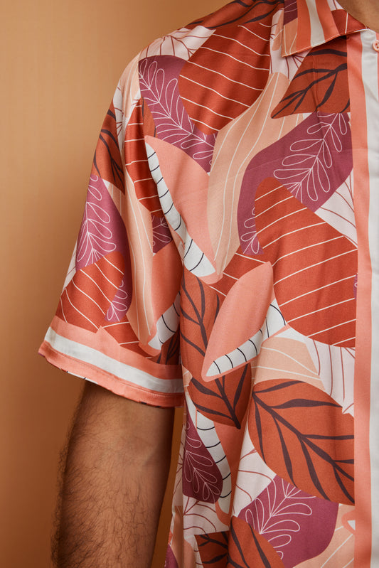Earthy Drift – Premium Soft Satin Shirt