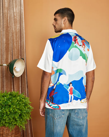 Coastal Bliss – Premium Soft Satin Shirt